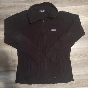 Patagonia Fleece Jacket Sweater Womens Medium Black Full Zip Pockets